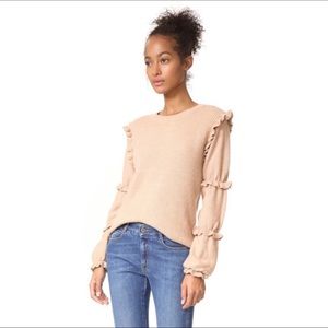 Club Monaco Tan Ruffle Sweater
